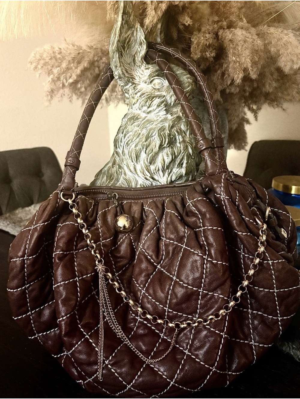 AUTHENTIC JUICY COUTURE vintage Y2K hobo quilted leather purse handbag